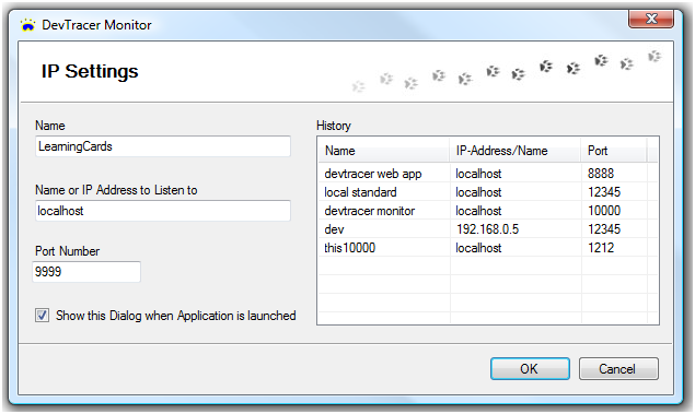 Dialog to specify IP-Settings