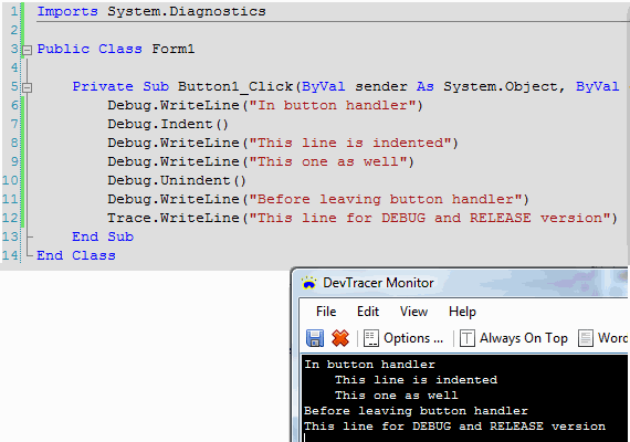 Using DevTracer with Visual Basic .NET